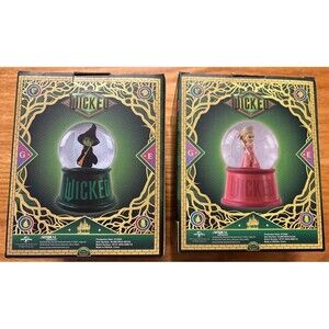 Wicked GLINDA & ELPHABA Mini Snow Globes (Lot Of 2) New In Unopened Boxes